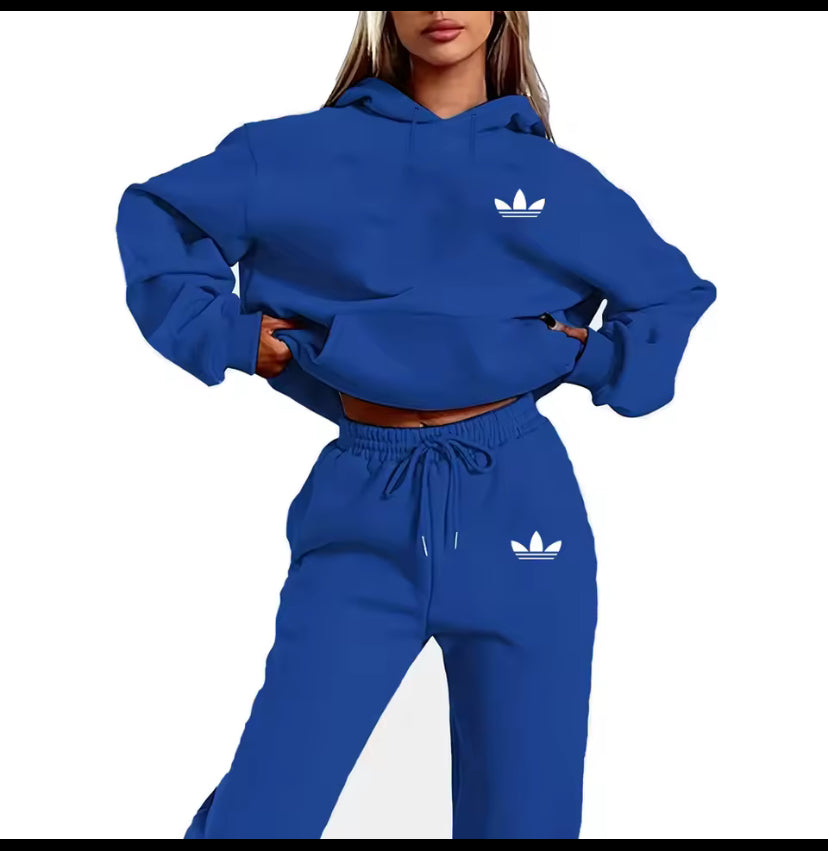 Letter Printed Women Hoodie set