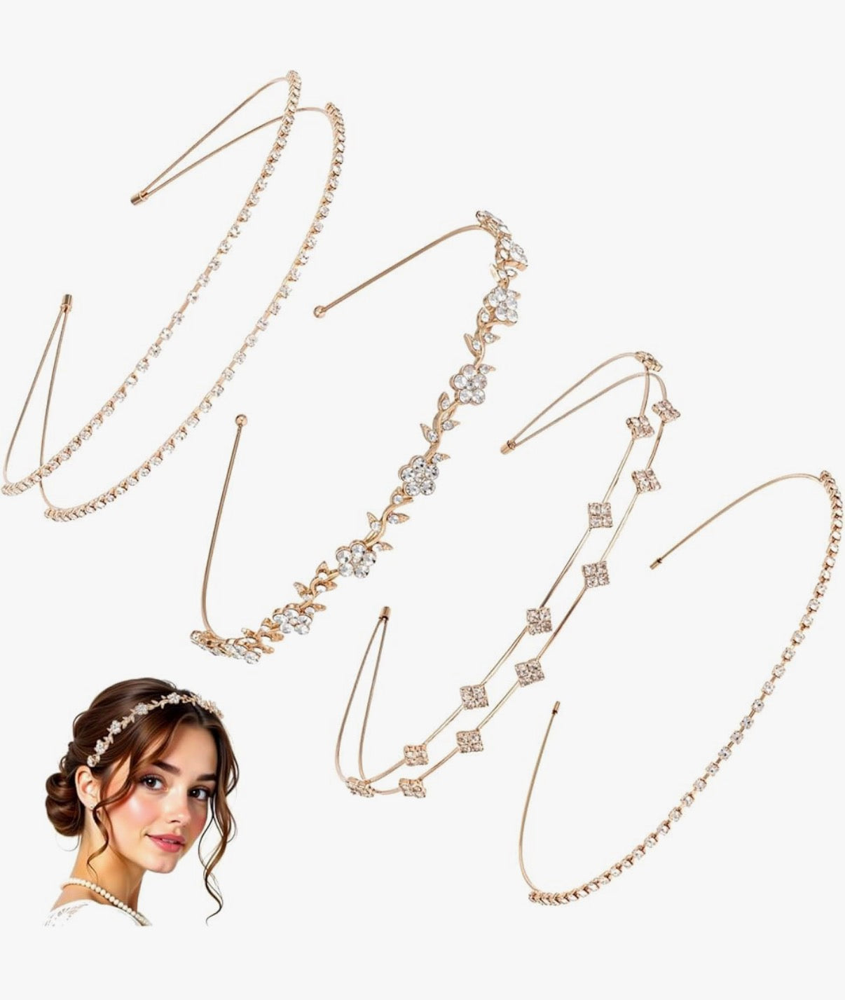 4 Pieces Rhinestones Headbands For Women
