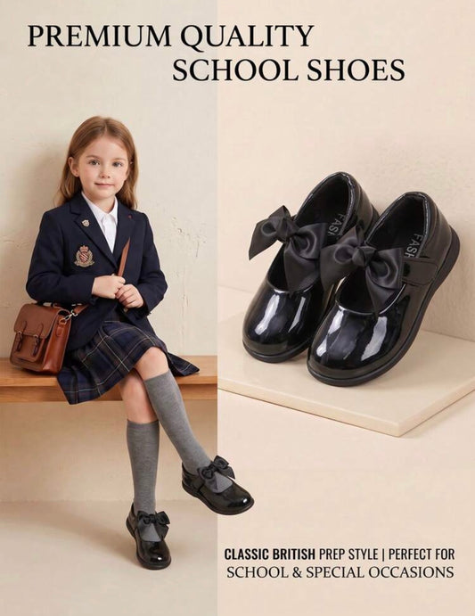 1 Pair Girls' Shiny Bow Mary Jane Shoes