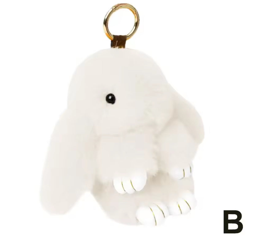 Cute Long Ear Bunny Keychain Real Mink Fur Rabbit