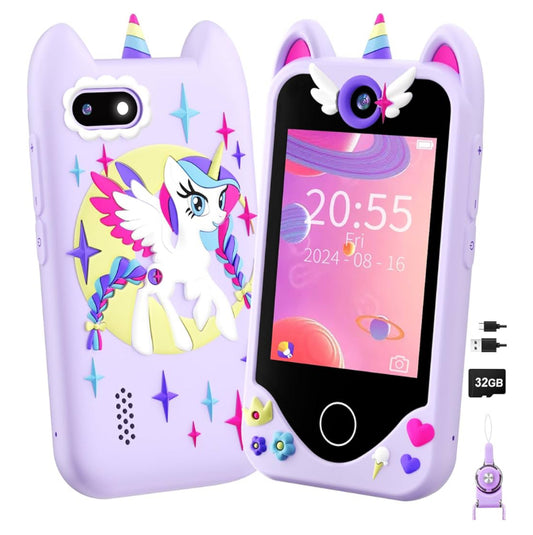 Kids Smart Phone for Girls Gifts  Gift for Age 3 4 5 6 Year Old, Kids Mobile Phone Toy with Touchscreen, Dual Cameras, Learning, Music Player, Games with 32 GB Card