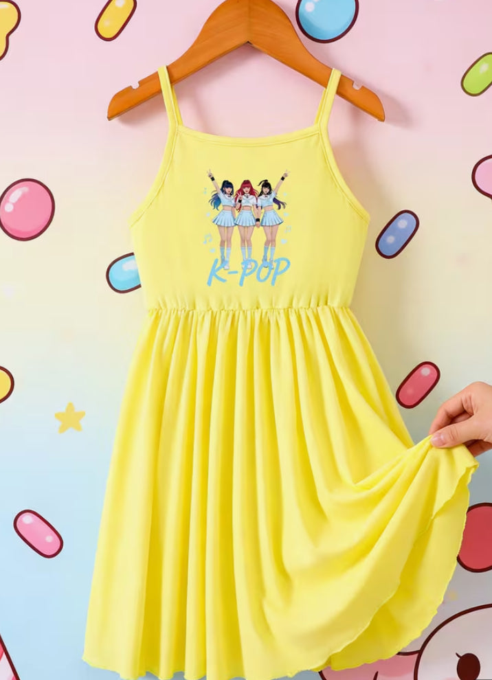 KPOP 1pc Girls' Camisole Dress, School Campus Streetwear Outdoor Sports Summer Dress