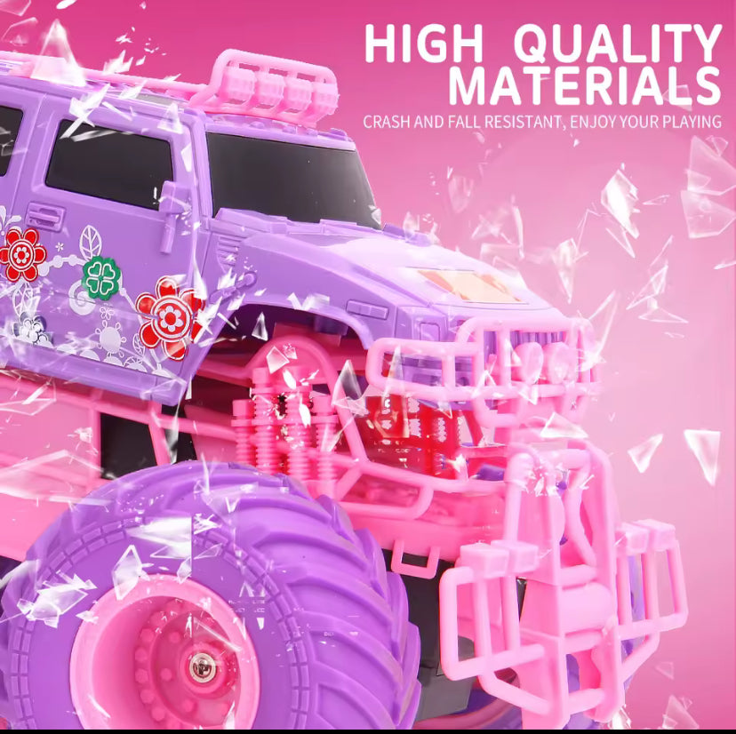 Pink RC Car Pickup Truck Electric Climbing Drop-resistant Stunt Remote Control Toy