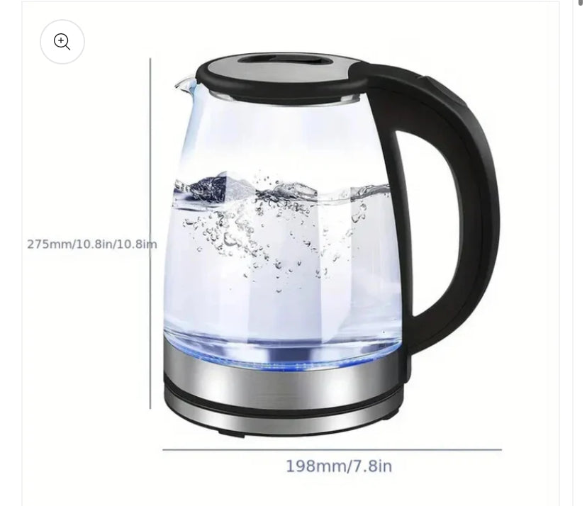 2L 1800W Glass Electric Kettle Fast Boil LED Auto Shut-Off Portable Jug