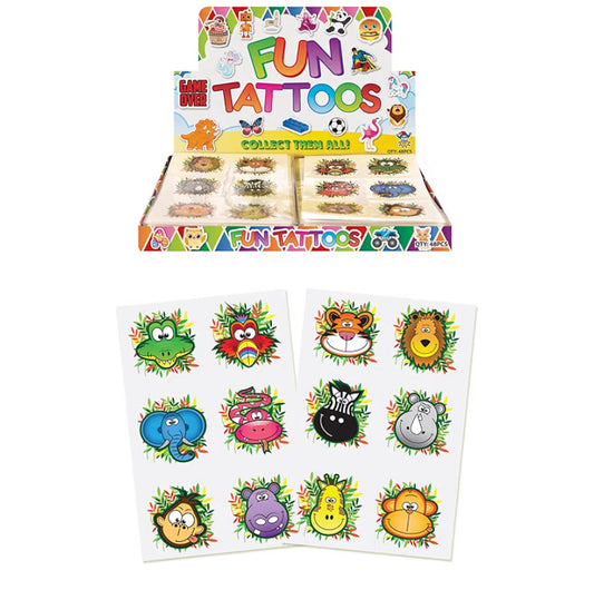 Henbrandt Mini Jungle Animal Temporary Tattoos for Children 12pc Packs Kids Party Bag Favours Loot Bag Fillers Lucky Dip Animal Party Favours for Boys and Girls