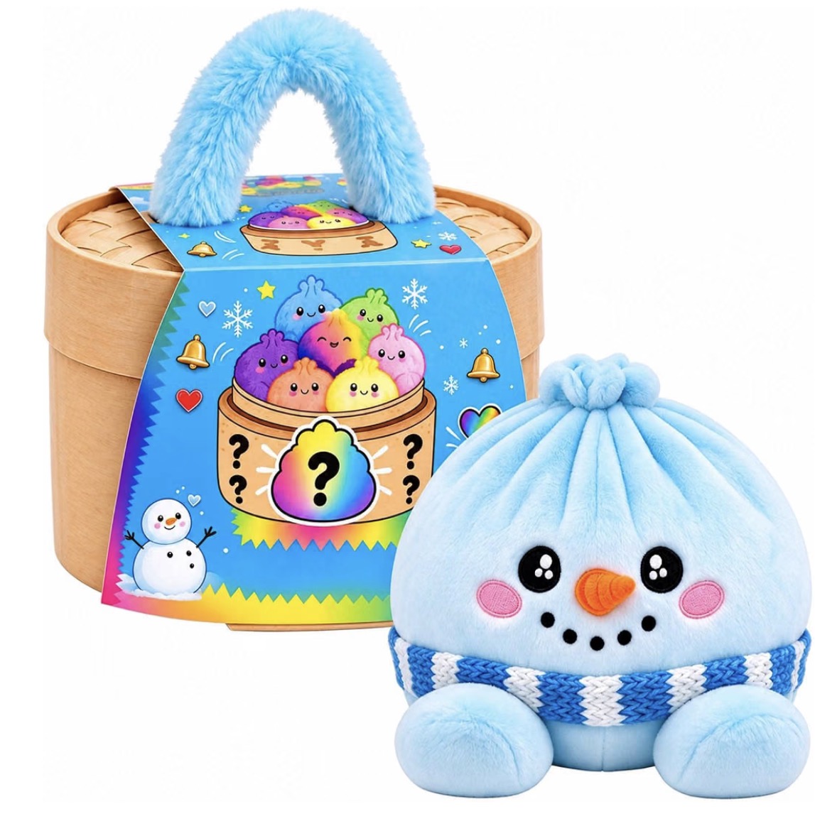 Giant Dumpling Pillow, Cute Plush Stuffed Steamed Bun with Steamer Blind