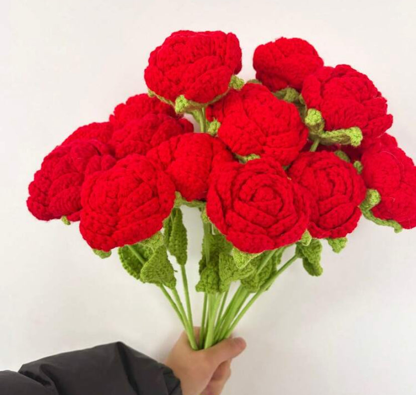 6pcs Handmade Crochet Bubble Flowers, Artificial Woven Flowers, Smiling Woven Faux Flowers, Preserved Flowers