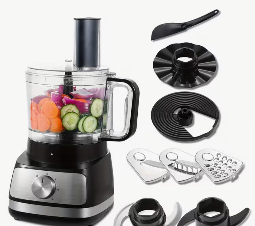 8-In-1 Food Processor And Blender with Chopping Slicing Shredding Kneading Stirring, 800W Multifunctional Food Processor, 3 Speeds with Pulse, 2L Mixing Bowl