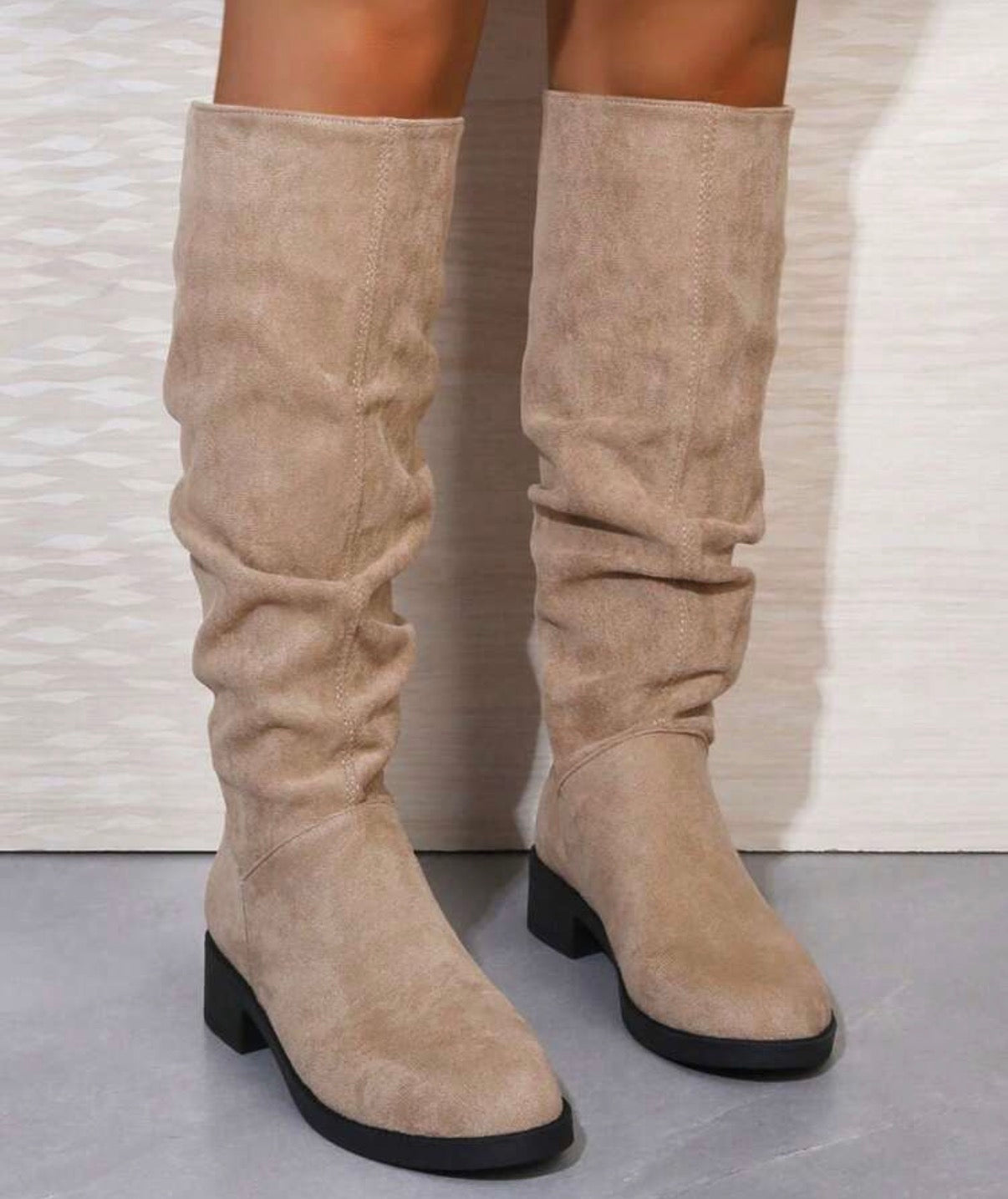 Pointed Toe Chunky Heel Knee-High Boots