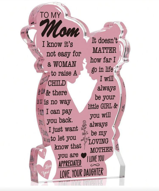 1pc Acrylic Decoration Gift For Mom From Daughter/Son, Creative Gift For Mom's Birthday, Best Mother's Day Gift For Mom, Perfect Gift For New Moms Or Single Moms, Creative Desk Decoration