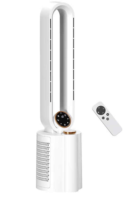 HOMCOM Bladeless Tower Fan, 3-in-1 Air Cooling Fan with UV Sterilisation and Humidifier, 12 Speed Settings, Oscillating, Remote Control, 8H Timer, Sleep Mode, for Home Office, White