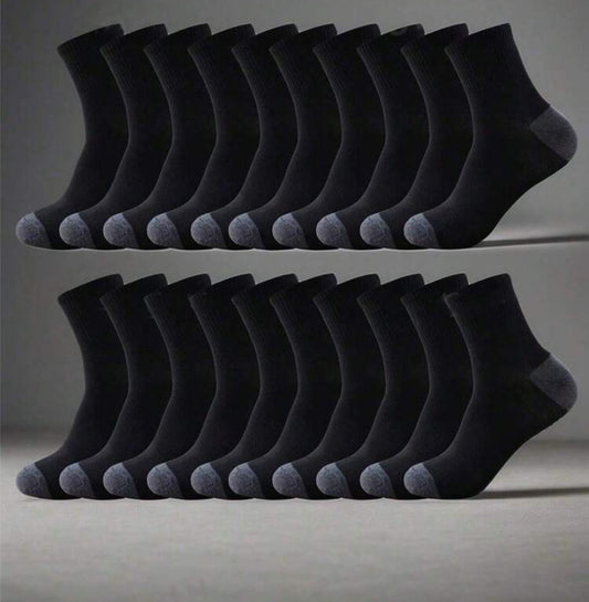 20 Pairs Men's Breathable Moisture-Wicking Comfortable Sports & Casual Crew Socks.