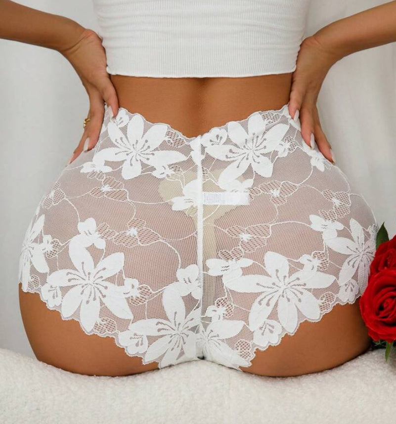 Sexy Lace Ladies Panty, Breathable Minimalist Romantic Women Briefs Lingerie x3