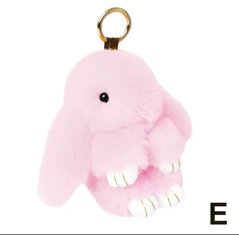 Cute Long Ear Bunny Keychain Real Mink Fur Rabbit