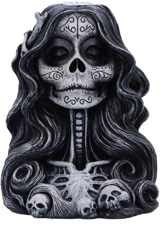Nemesis Now Calavera's Offering Backflow Incense Burner, Gothic Skull Smoke Fountain, Hand-Painted Mexican Skeleton Decor