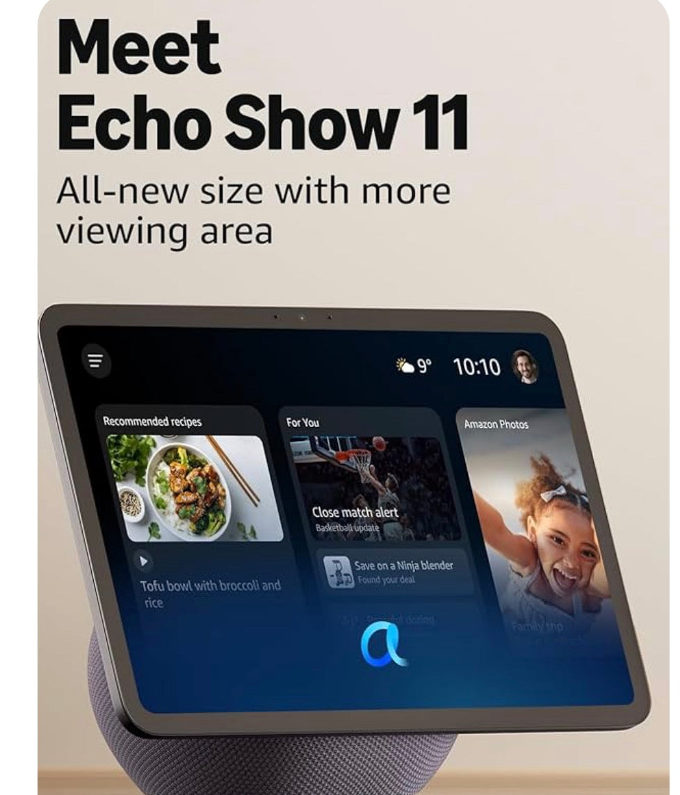 Echo Show 11 (newest gen), Vibrant Full-HD 11" display with more viewing area, spatial audio, Graphite, with Alexa+ Early Access