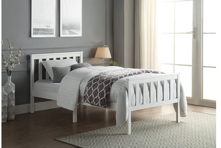 Home Treats 3ft Single Bed In White Solid Pine Wooden Frame Perfect For Adults Kids Teenagers Fitted Slats Strong Support Legs With Smooth Finish