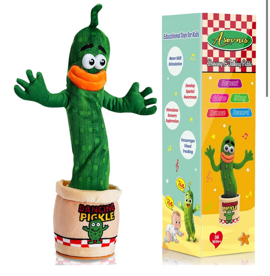Interactive Dancing Talking Pickle Baby Toy 0-6 3-6 6-12 12-18 Months, Baby Toddler Toys Puppy Boys Girls Gifts Singing Mimicking Recording Repeating What You Say 120 Songs, Adjustable Volume