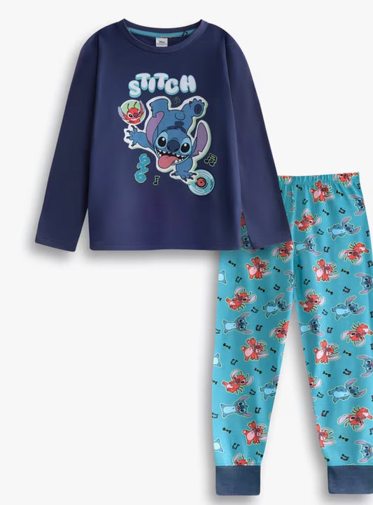 Disney Lilo & Stitch Boys Blue Long Sleeve Long Leg Pyjama Set
