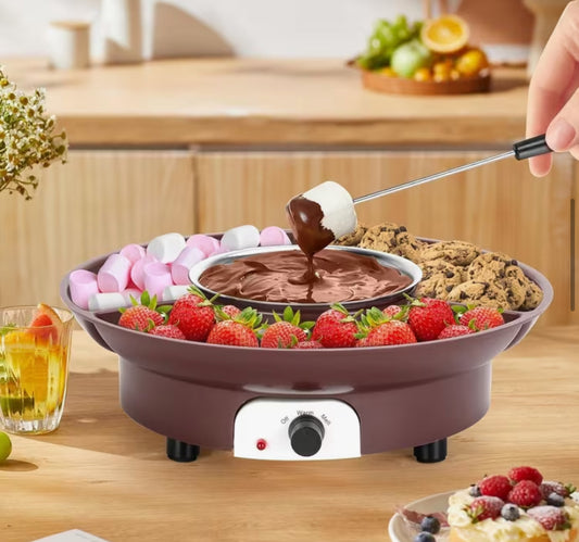 TOYVIAN Chocolate Cheese Fondue Set with 2 Forks | Iron Dessert Melting Pot, Black, Suitable for Cheese, Chocolate, Butter, Caramel
