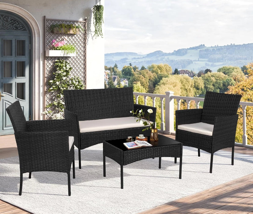 Rattan Garden Furniture Set 4 Piece Table Chairs Sofa Wicker Outdoor Patio Set
