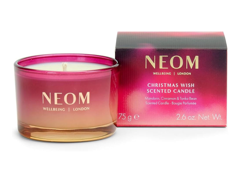 NEOM Christmas Wish Candle Travel Size | Mandarin, Cinnamon & Tonka Bean I Made with 100% Naturally derived Wax I Designed to Help You Relax and Unwind I Expertly Blended I Hand Finished