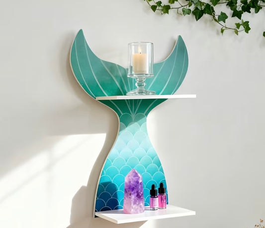 1pc Princess Room Mermaid Tail Wall Hanging Rack, Wooden Wall Shelf