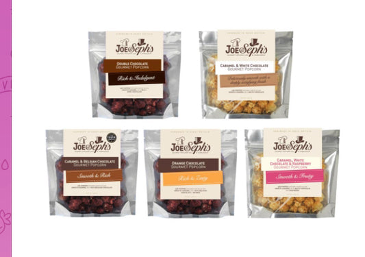 Joe & Seph's Chocolate Popcorn Tasting Selection (5x30g)| gourmet popcorn, air-popped popcorn, chocolate snack, gifts for men and women, sweet popcorn, movie night snacks