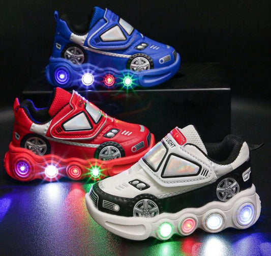 Boys Illuminating Sport Shoes, Fall/Autumn Car Cartoon Kids Casual Sneakers, Toddler