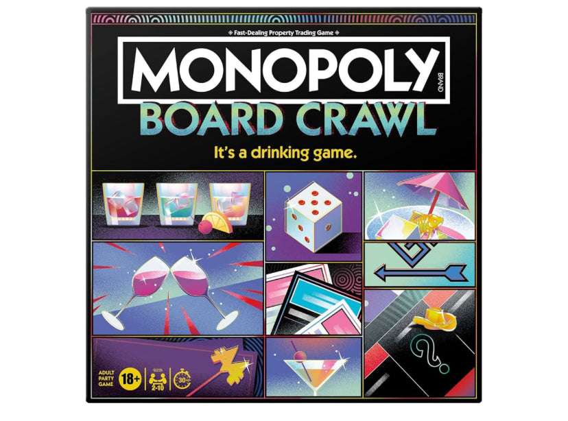 Monopoly Board Crawl Party Game, Official Monopoly Drinking Game for Adults Ages 18+ - English Version