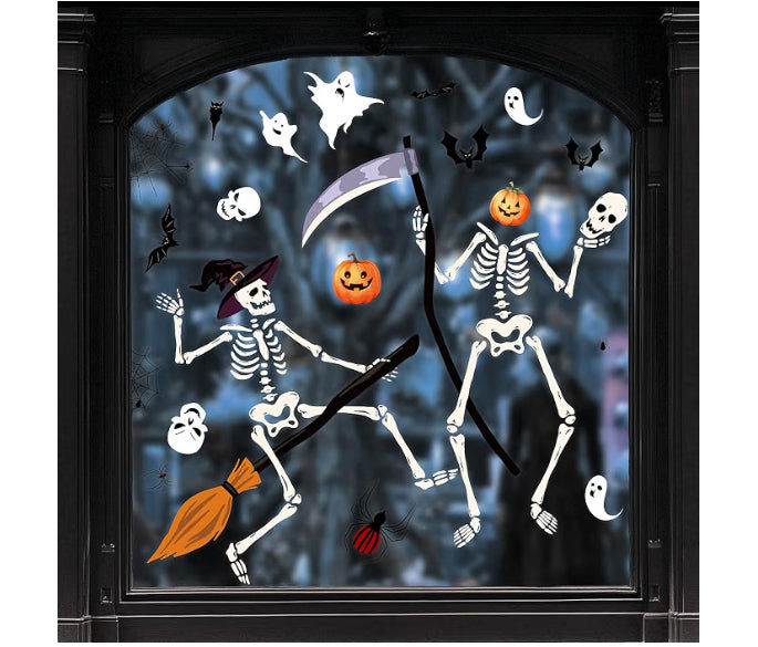 Large Halloween Window Stickers, Isisyu 9 Sheets Halloween Window Decorations