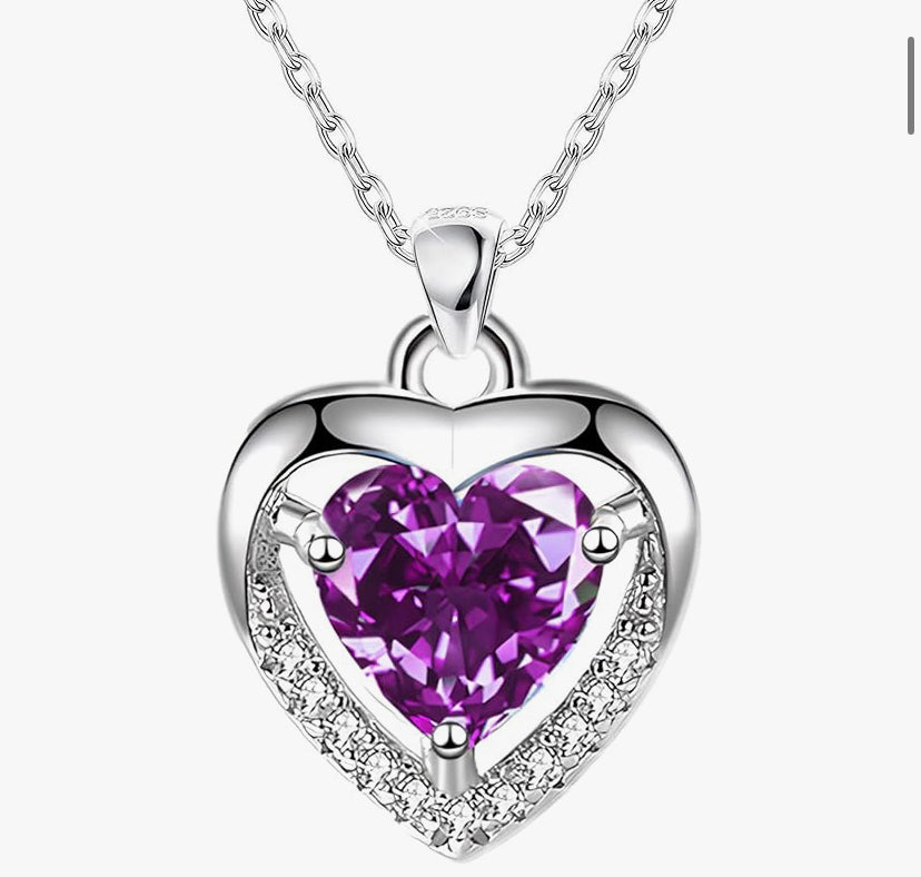 Silver Heart Necklace, 925 Sterling Silver Chain with Crystal Heart for Women - Adjustable, Perfect for Birthday Gifts