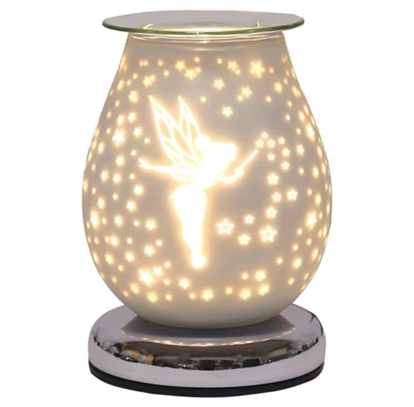 Electric Wax Melt Burner Touch Technology - Electric Oil Burner, Wax Melts Burner for Home Office Bedroom Living Room - Oval 16cm (White Satin Fairy)