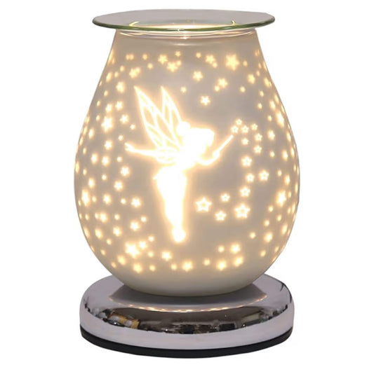 Electric Wax Melt Burner Touch Technology - Electric Oil Burner, Wax Melts Burner for Home Office Bedroom Living Room - Oval 16cm (White Satin Fairy)