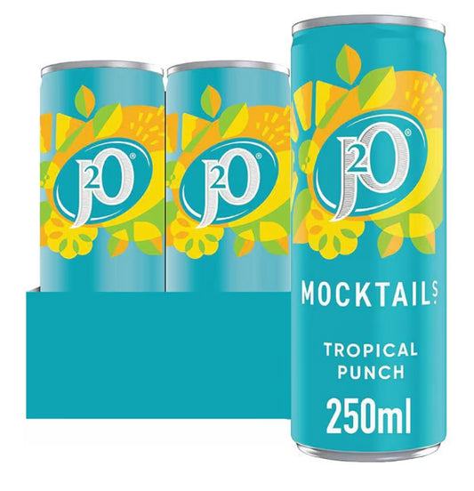 J2O Mocktail Tropical Punch Can 250ml (Pack of 12)