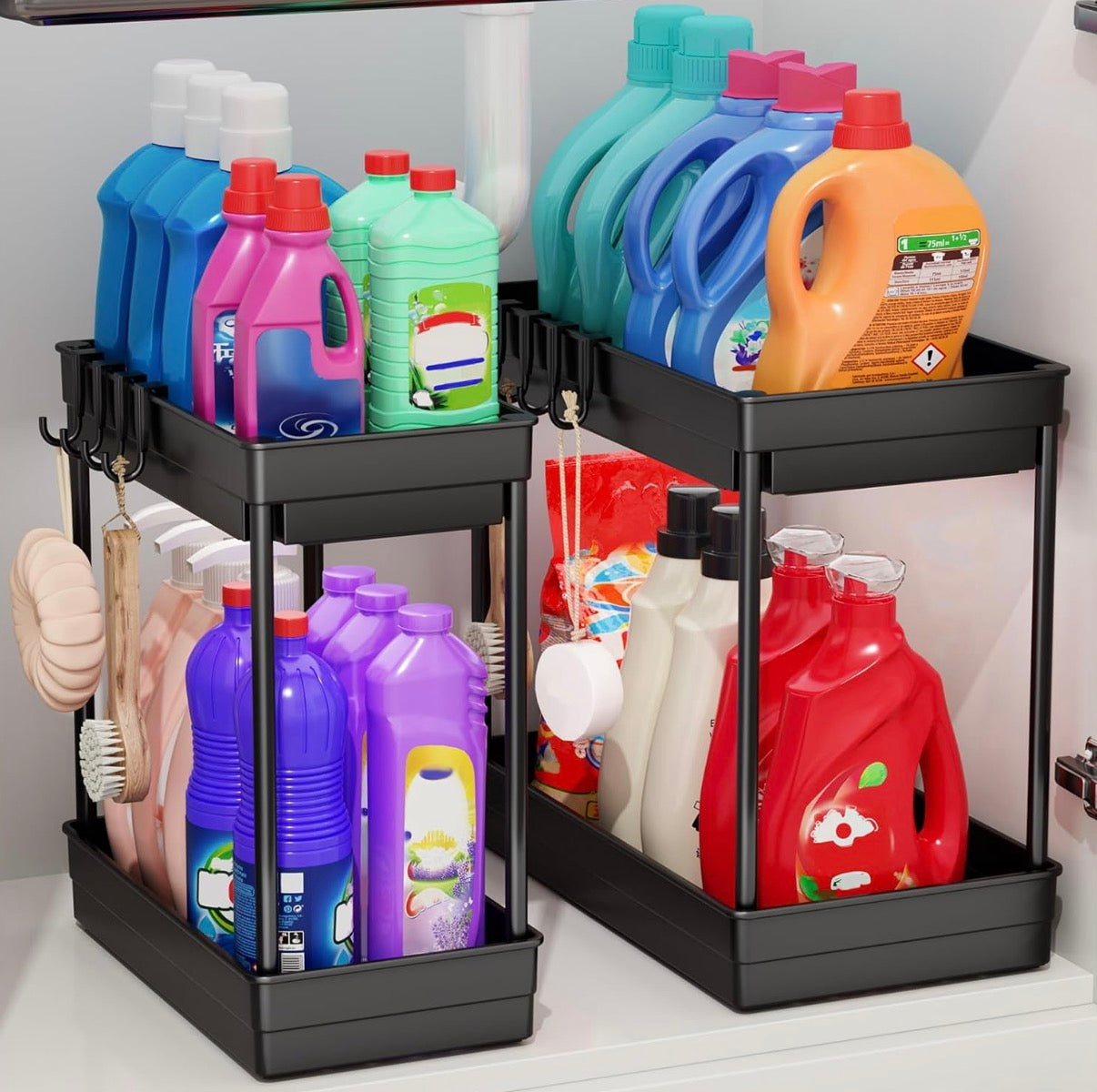 2 Pack Under Sink Storage, 2 Tier Kitchen Storage and Organisation