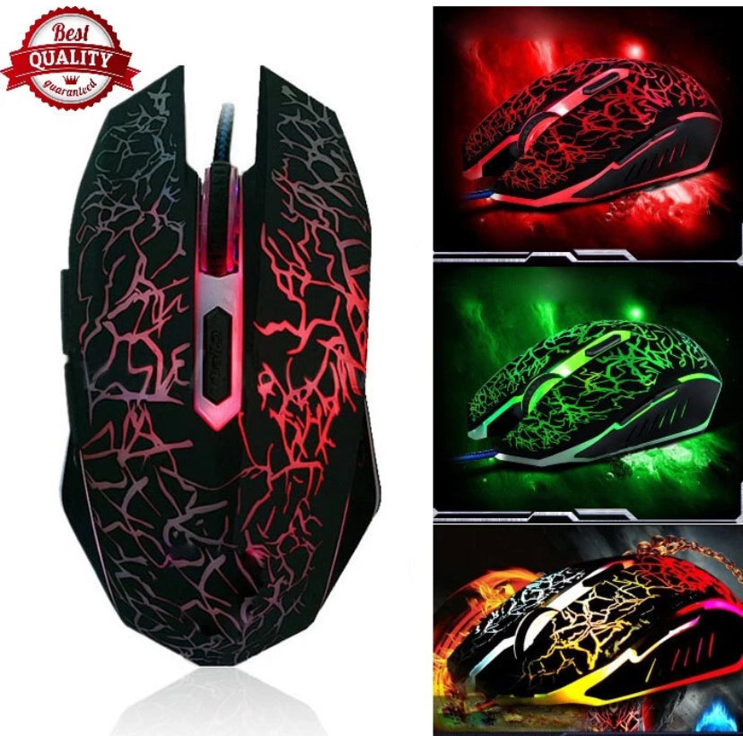 Genuine RGB LED Gaming Mouse Optical USB Wired for Desktop PC Laptop 2400 DPI UK