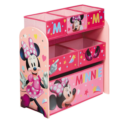 Minnie Mouse Wooden Toy Organiser with 6 Storage Bins