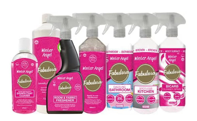 Fabulosa All-in-One General Household Cleaning Bundle, Oud Cleaners and Fresheners, Antibacterial Sprays and Disinfectants Long Lasting Fabric Softener and Liquid Scent Booster Gel, 7 Pack, Black Rose