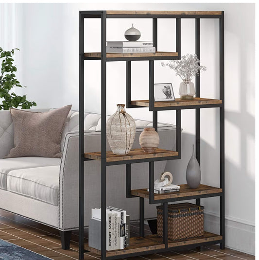 Tribesigns Bookcase Bookshelf Industrial, 5 Tier Free Standing Shelving Display Storage Unit for Living Room, Home Office (Brown)