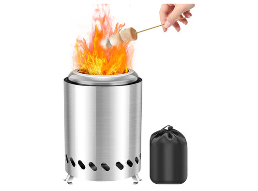 Saker Tabletop Fire Pit, 2026 Upgraded Stainless Steel Smokeless Portable Fire Pit for Camping & Campervan, Outdoor Patio Use, Wood or Pellet Fueled, Camping Gifts for Men