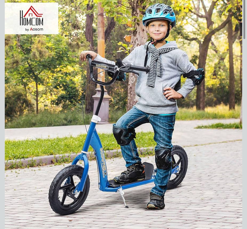 HOMCOM Kids Scooter, Toddler Kick Scooter with Adjustable Handlebar, 12" EVA Tyres, Rear Brake, for Age 5-12 Years
