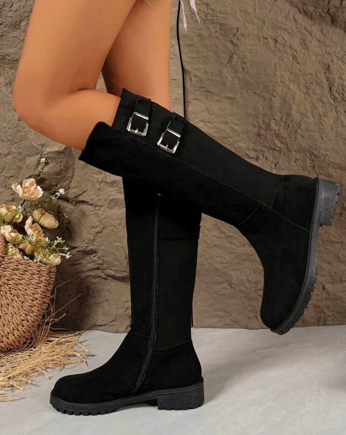 Thick Sole Retro Women's High Shaft Round Toe Over-The-Knee Riding Boots