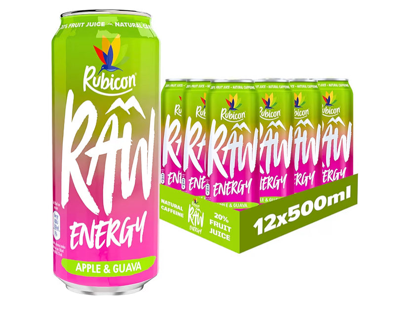 Rubicon Raw Apple Guava Energy Drink, 12 Pack, 500ml Cans