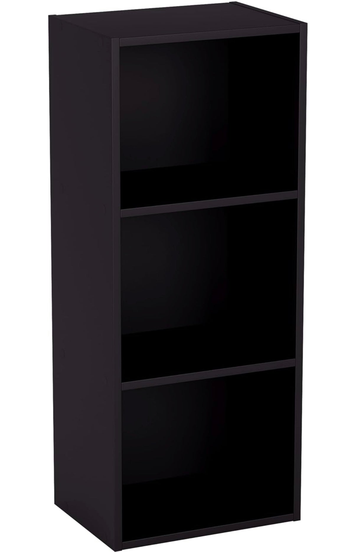 3 Tier Cube Bookcase, Black Wooden Shelving Display Storage Unit