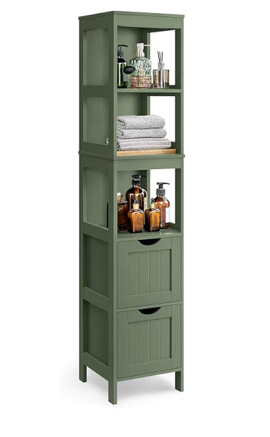 VASAGLE Bathroom Floor Cabinet, Freestanding Bathroom Storage Unit, with 2 Drawers, 3 Open Compartments, for Bathroom