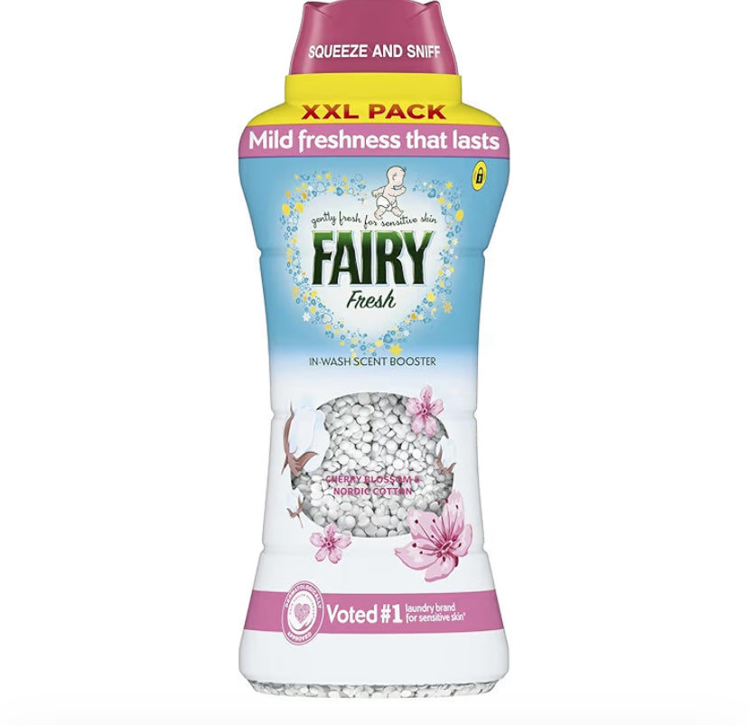 Fairy in-Wash Scent Booster 735g, Cherry Blossom & Nordic Cotton, Mild Freshness that Lasts, Voted No1 for Sensitive Skin