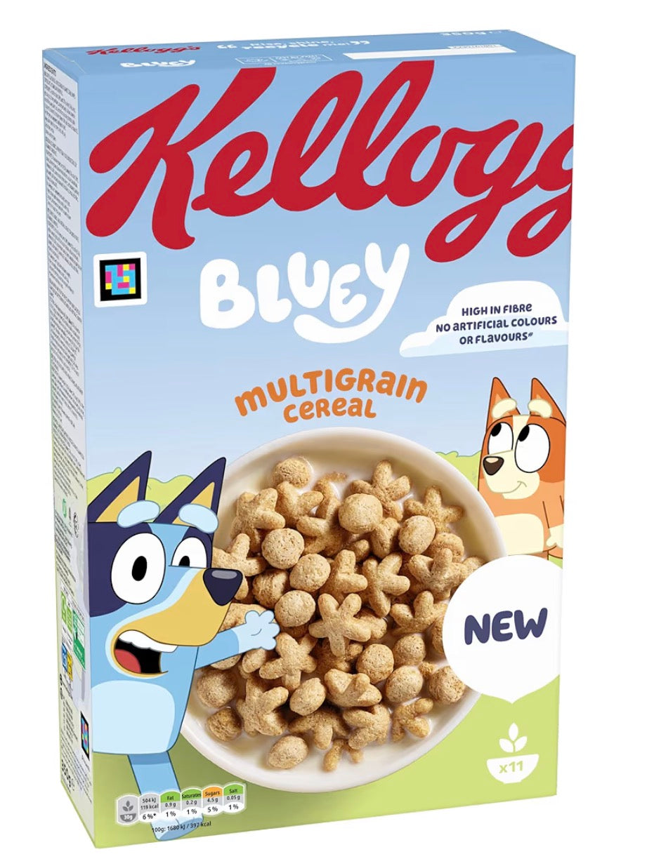 Bluey multigrain cereal shapes made with wholegrain, fortified with vitamins and iron