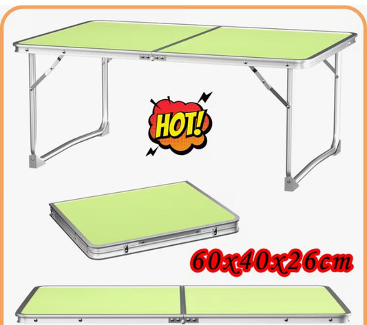 Folding Table, 1.97FT Portable Table, 60x40x26cm, with Durable Aluminium Frame and Handle, Indoor Outdoor Garden Catering Foldable Table for Party Dinner Picnic BBQ Camping (Green)