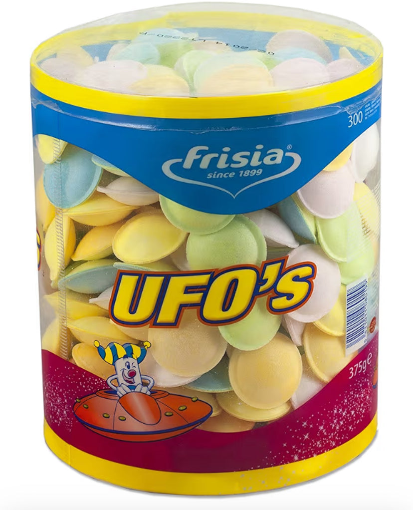 UK UFO's Sherbert Filled Flying Saucers Drum (Pack of 300)